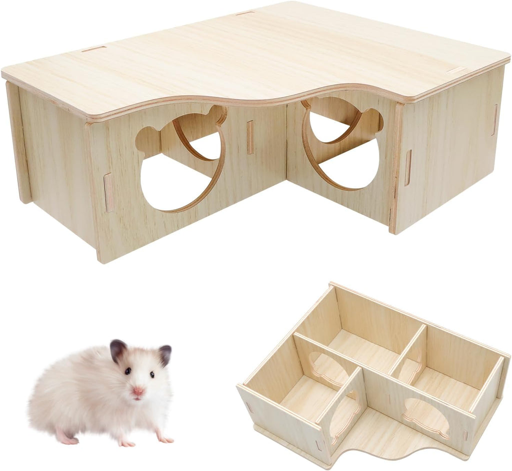 Mehrkammern Hamsterhaus Holz 3 Zimmer Versteck Zwerghamster Rennmaus