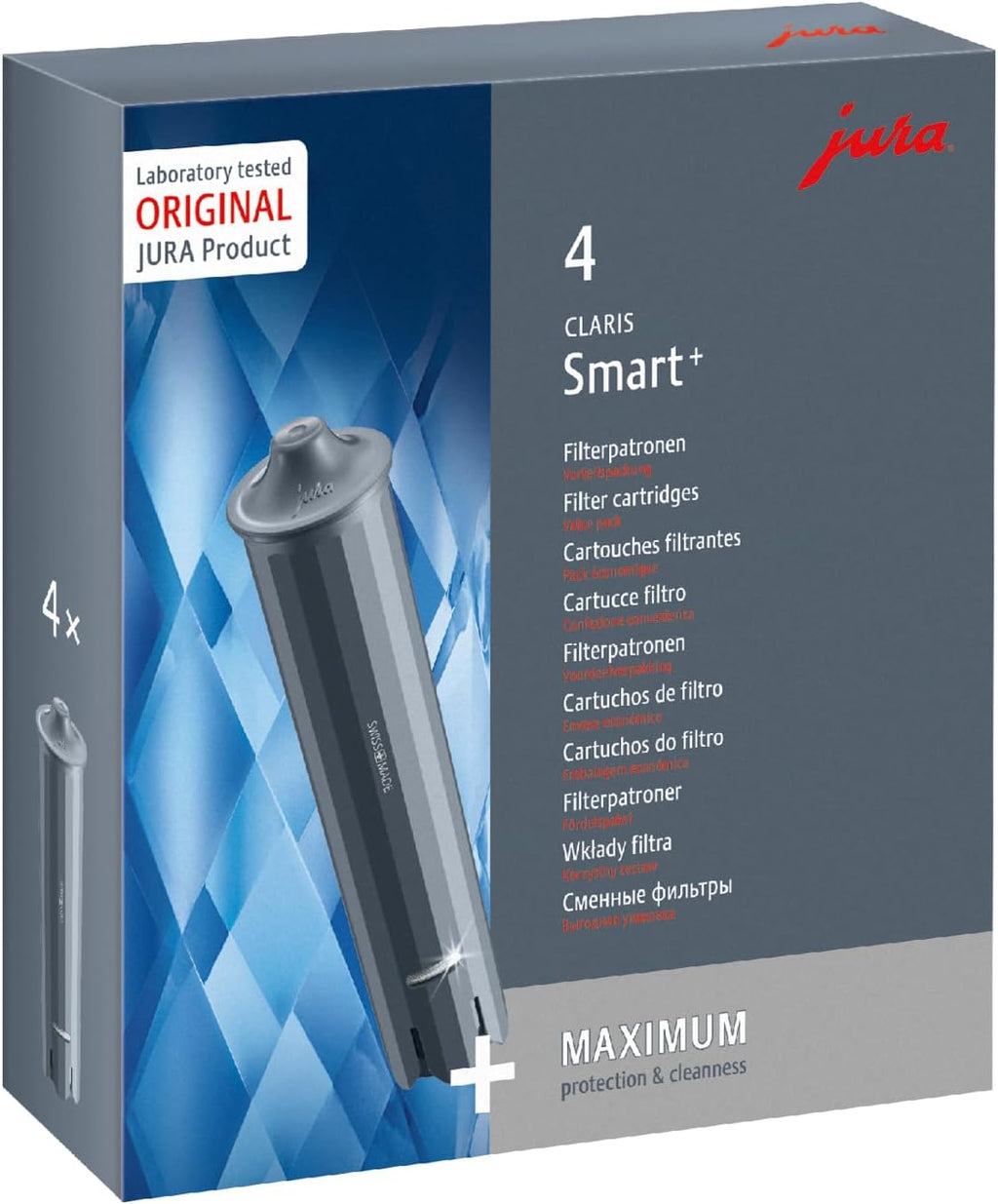 JURA CLARIS Smart+ 4er Pack Wasserfilter Filterpatrone fuer Kaffeevollautomat