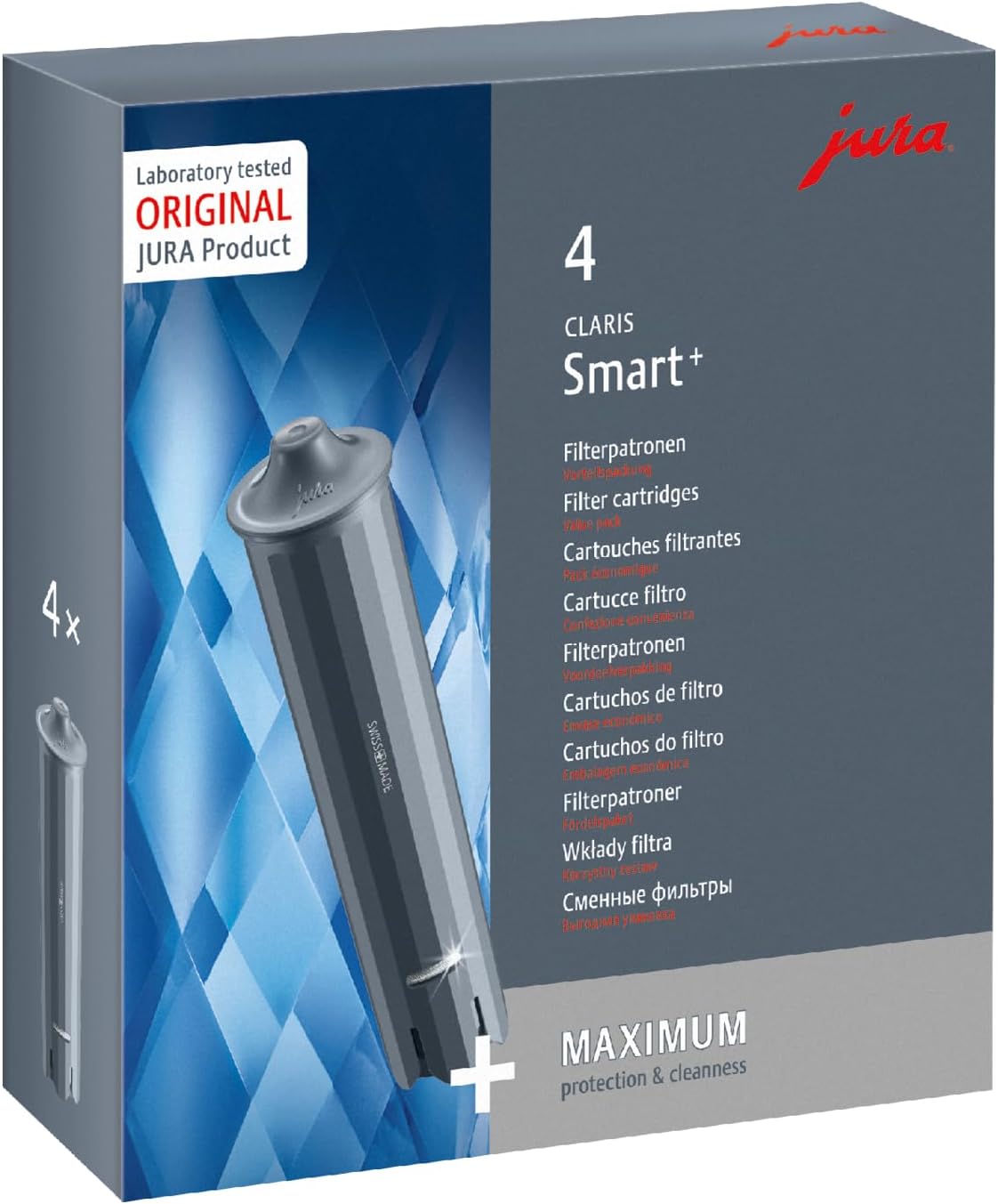 JURA CLARIS Smart+ 4er Pack Wasserfilter Filterpatrone fuer Kaffeevollautomat