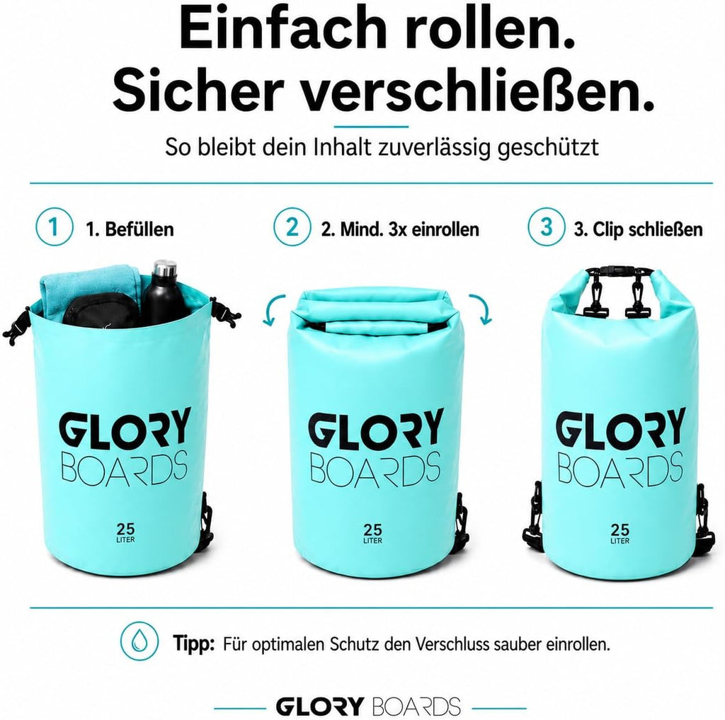 Glory Boards Dry Bag Rucksack wasserdicht Schultergurt Schwimmen Kajak