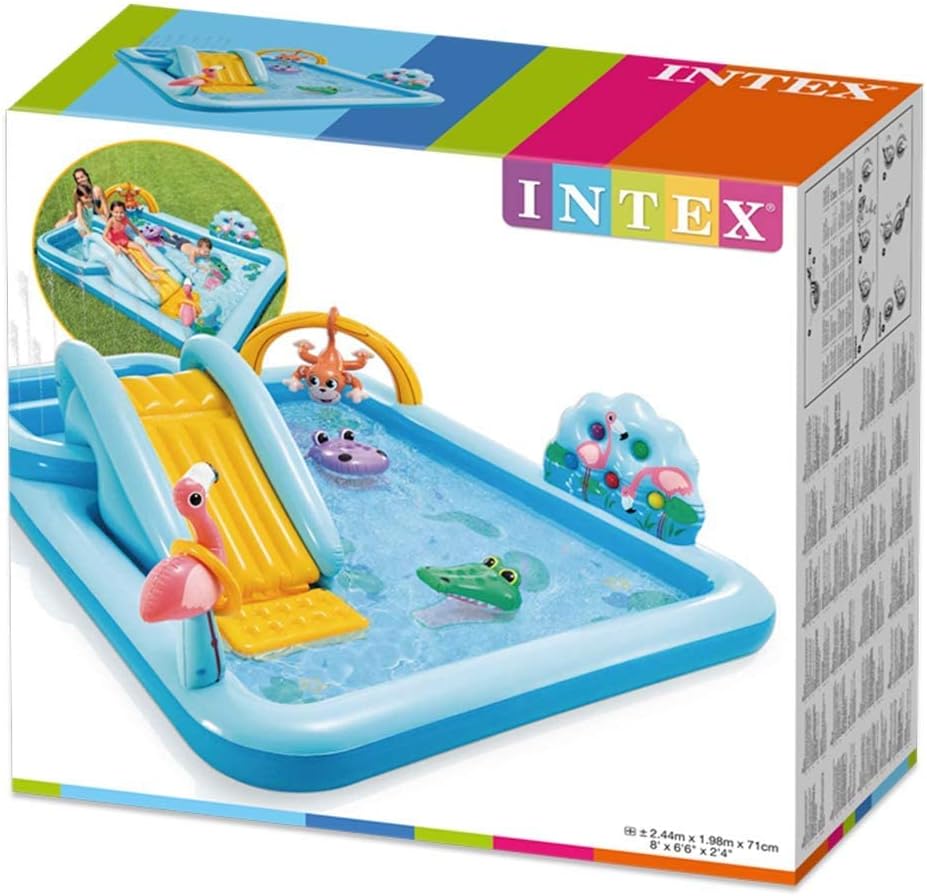 Intex Jungle Adventure Aufblasbares Kinderpool 244×198×71 cm mit Rutsche