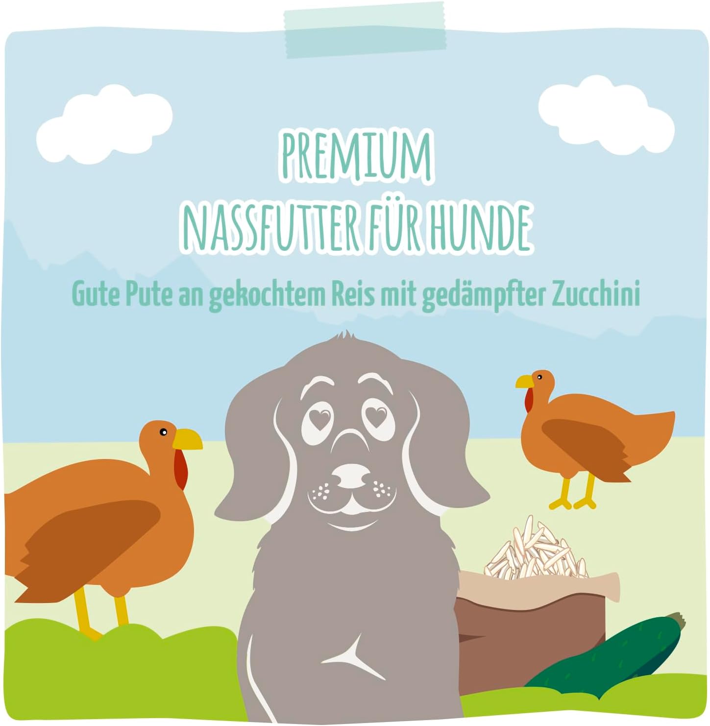 MjAMjAM Hundenassfutter Gute Pute mit Reis & Zucchini 6 x 800 g