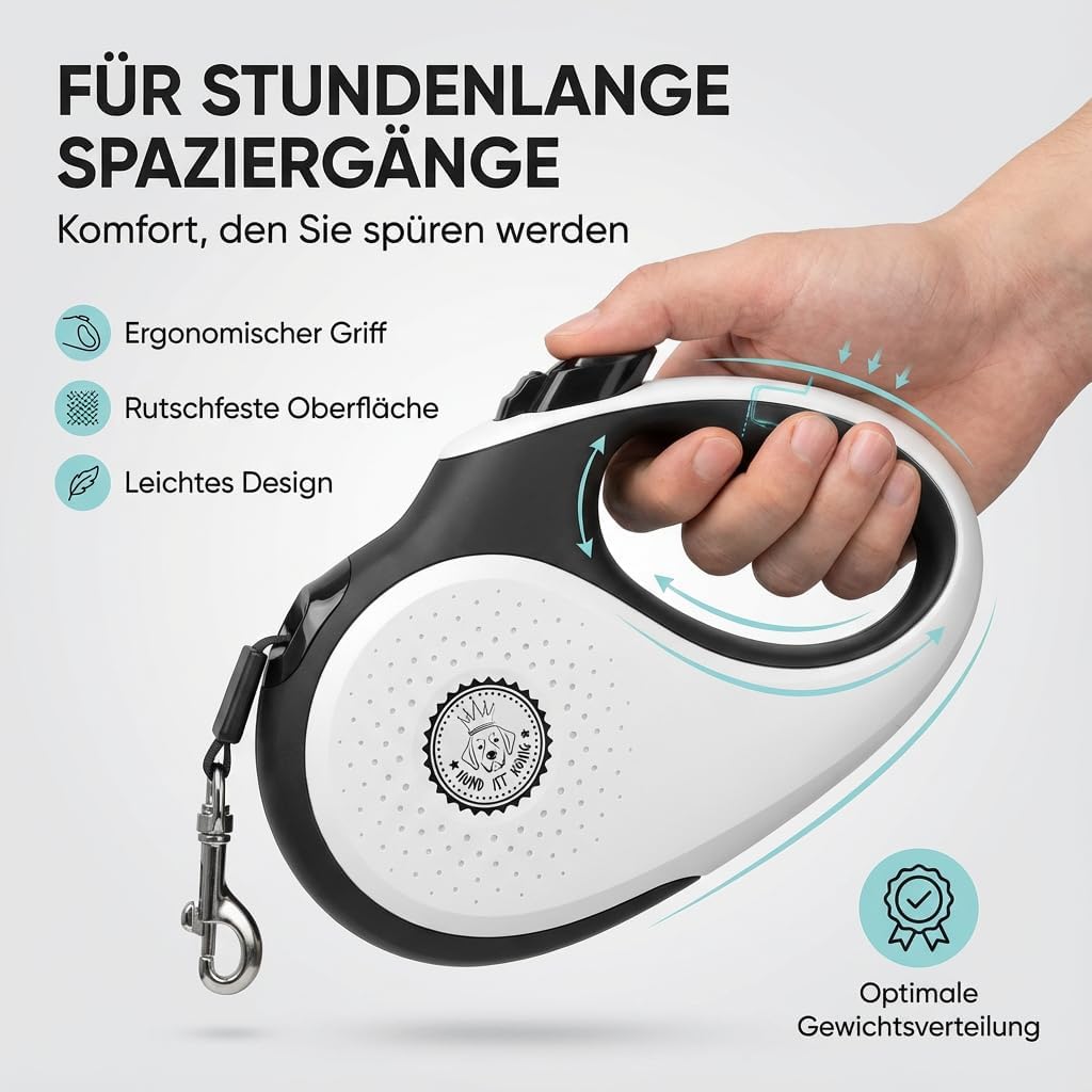HUND IST KOeNIG ausziehbare Hundeleine 5m-8m bis robuster Griff