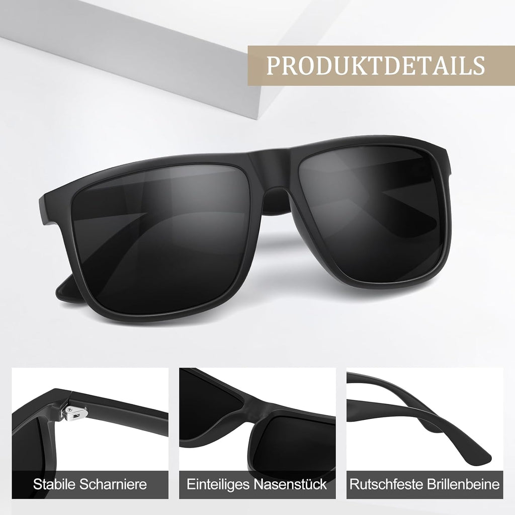 Polarisiert Herren Sonnenbrille UV400 UV-Schutz Retro rechteckig ultraleicht