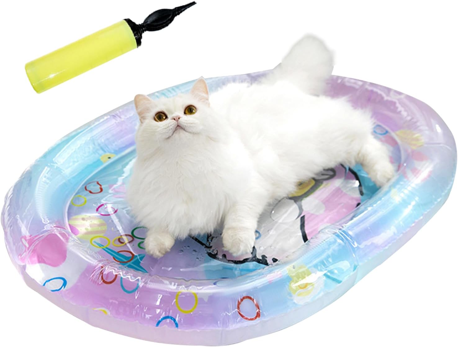 Aufblasbare Katzenwassermatte S-M, faltbares Kuehlkissen rechteckig fuer Katzen Hu