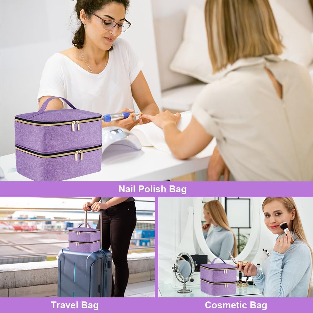 Kosmetiktasche doppellagig fuer Nagellack 30 Flaschen Reise Organizer schwarz