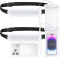 Wasserdichte Handyhuelle IPX8 transparent 4er Set Bauchtasche mit Gurt weiss