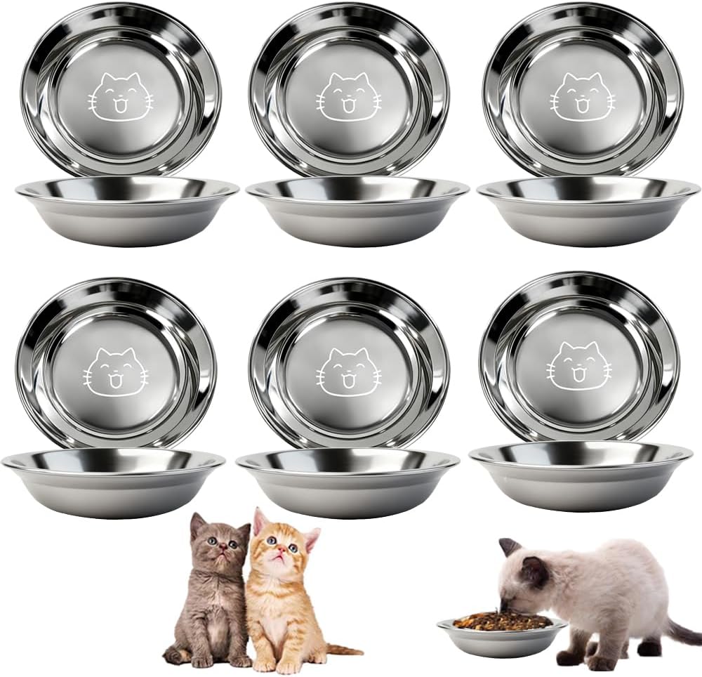 6x Katzennapf Edelstahl 14 cm Futternapf Wassernapf Katze Hund Set