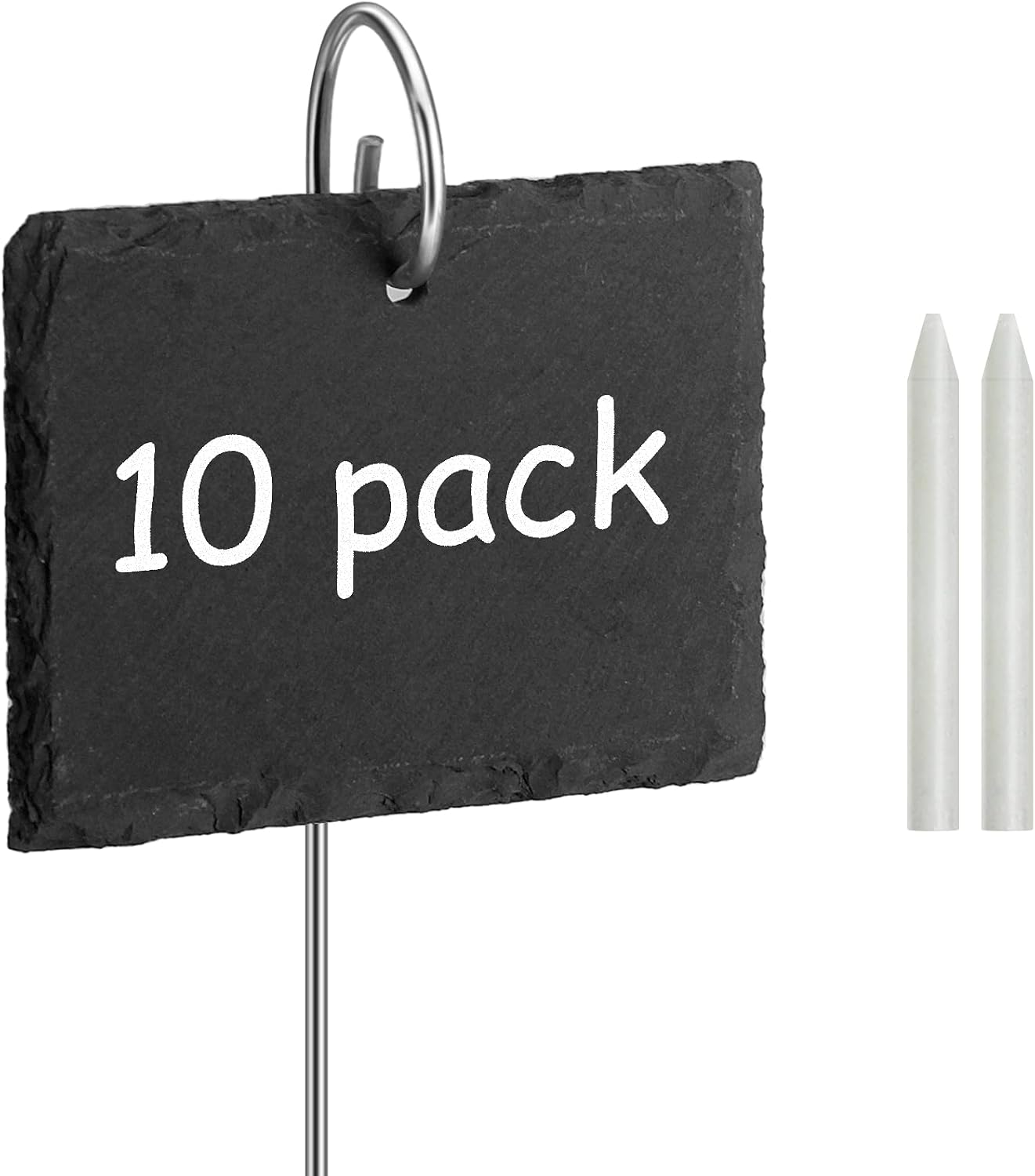 Poeland Schiefertafeln Pflanzschilder 10er Set mit Metallstab witterungsbestaendi