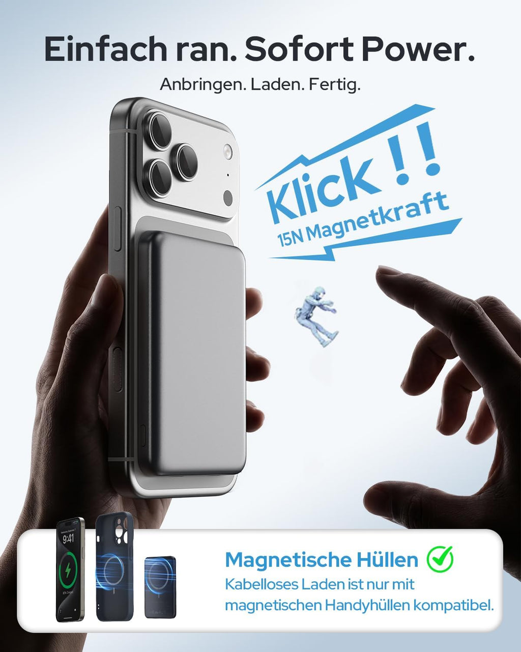 TRKOY Slim Magnetische Magsafe Powerbank 5000mAh USB-C Schnellladung iPhone 17-1