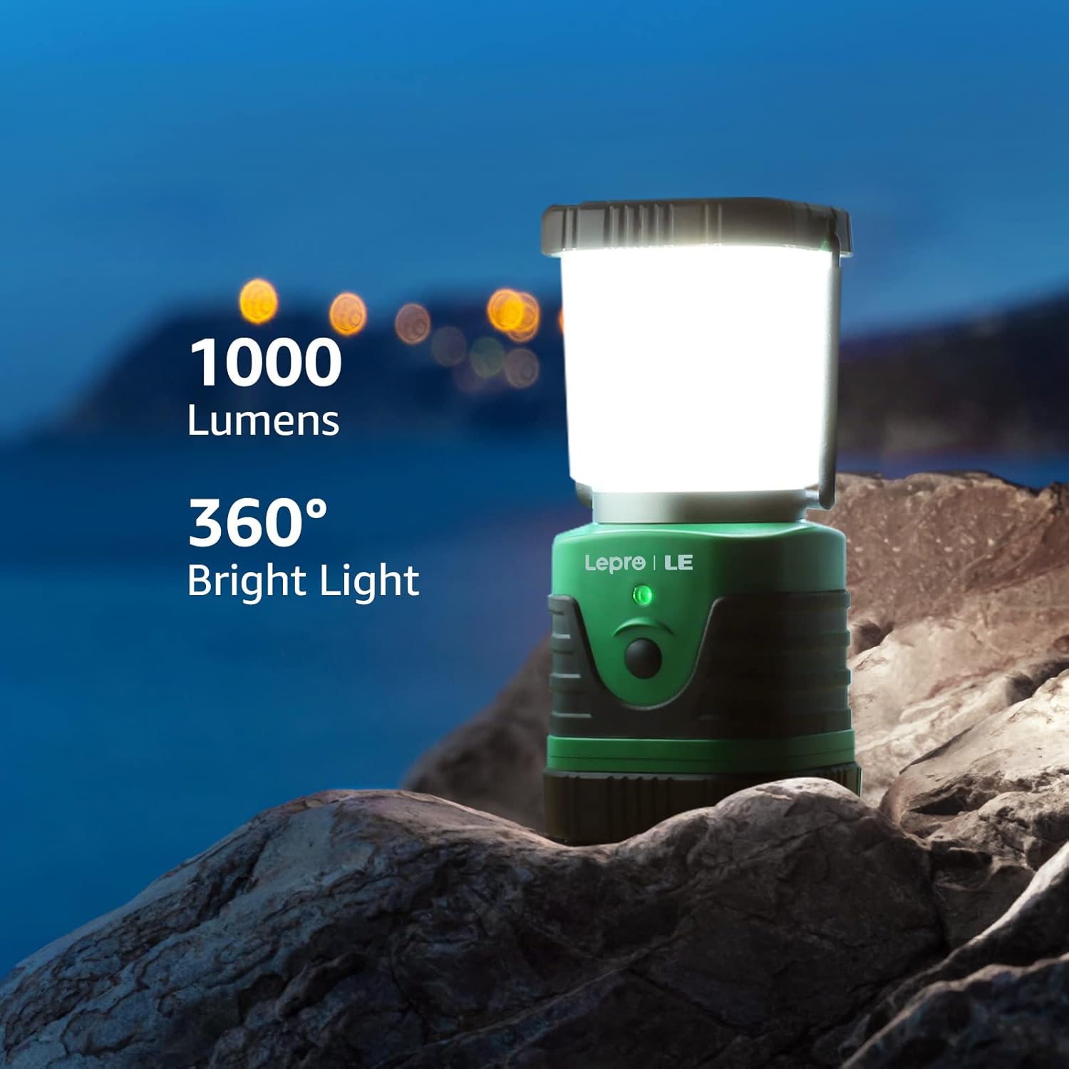 LE LED Campinglampe wiederaufladbar 4 Helligkeiten mit Buegel & Haken