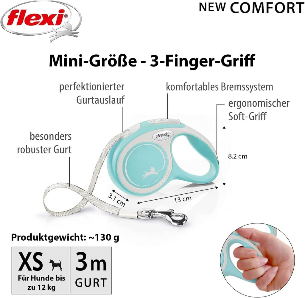 flexi Comfort L Gurt-Plus 8 m Rollleine Schwarz fuer Hunde bis