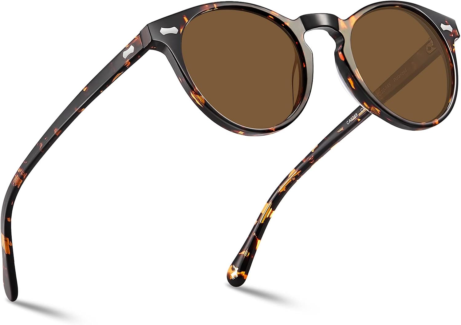 Carfia Polarisierte Herren Sonnenbrille rundes Gestell mit Lederetui