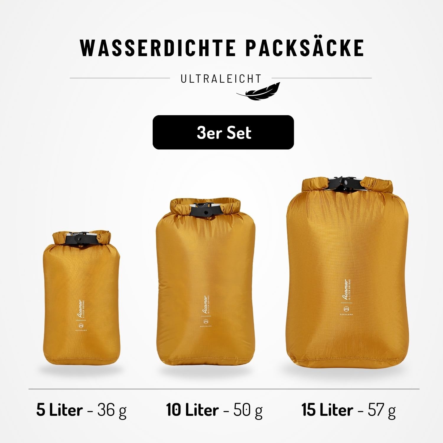 NORDKAMM Dry Bag // wasserdichter Packsack ROBIC® Nylon 10000 mm