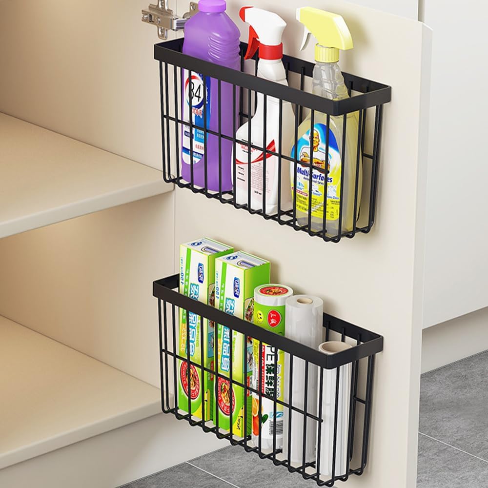 2er Set Selbstklebende Aufbewahrungsboxen fuer Kuehlschrank Schrank Bad Weiss