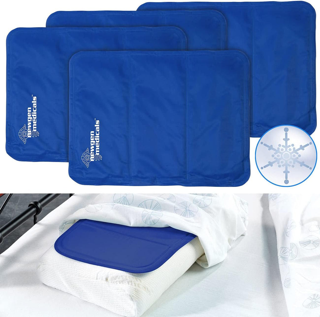 Newgen Medicals Kuehltuch: 4er-Set kuehlende Kissenauflagen, 30 x 40 cm, blau (Kueh