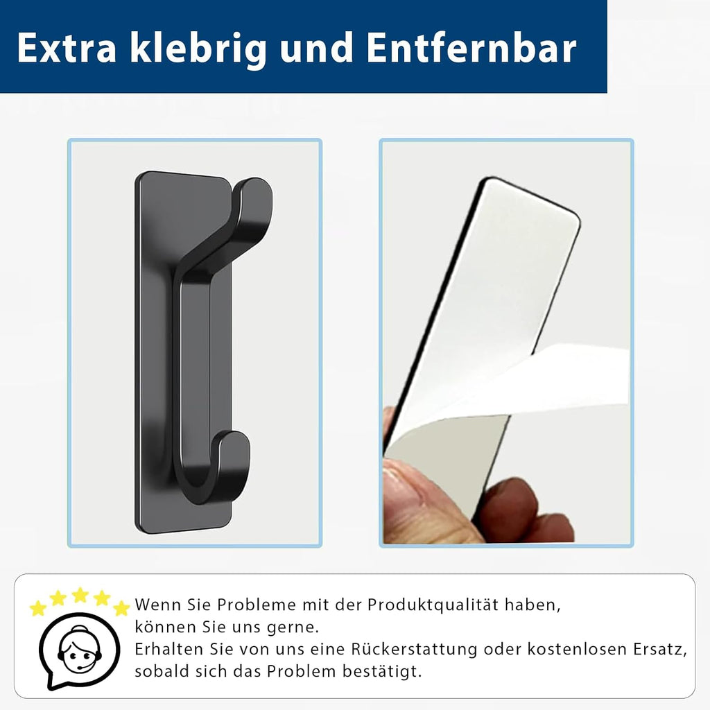 Pickpiff Klebehaken schwarz matt, selbstklebend bis, ohne Bohren