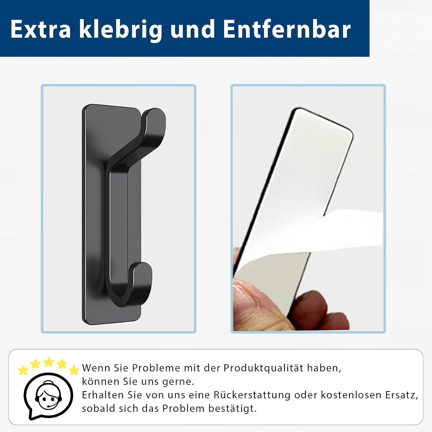 Pickpiff Klebehaken schwarz matt, selbstklebend bis, ohne Bohren