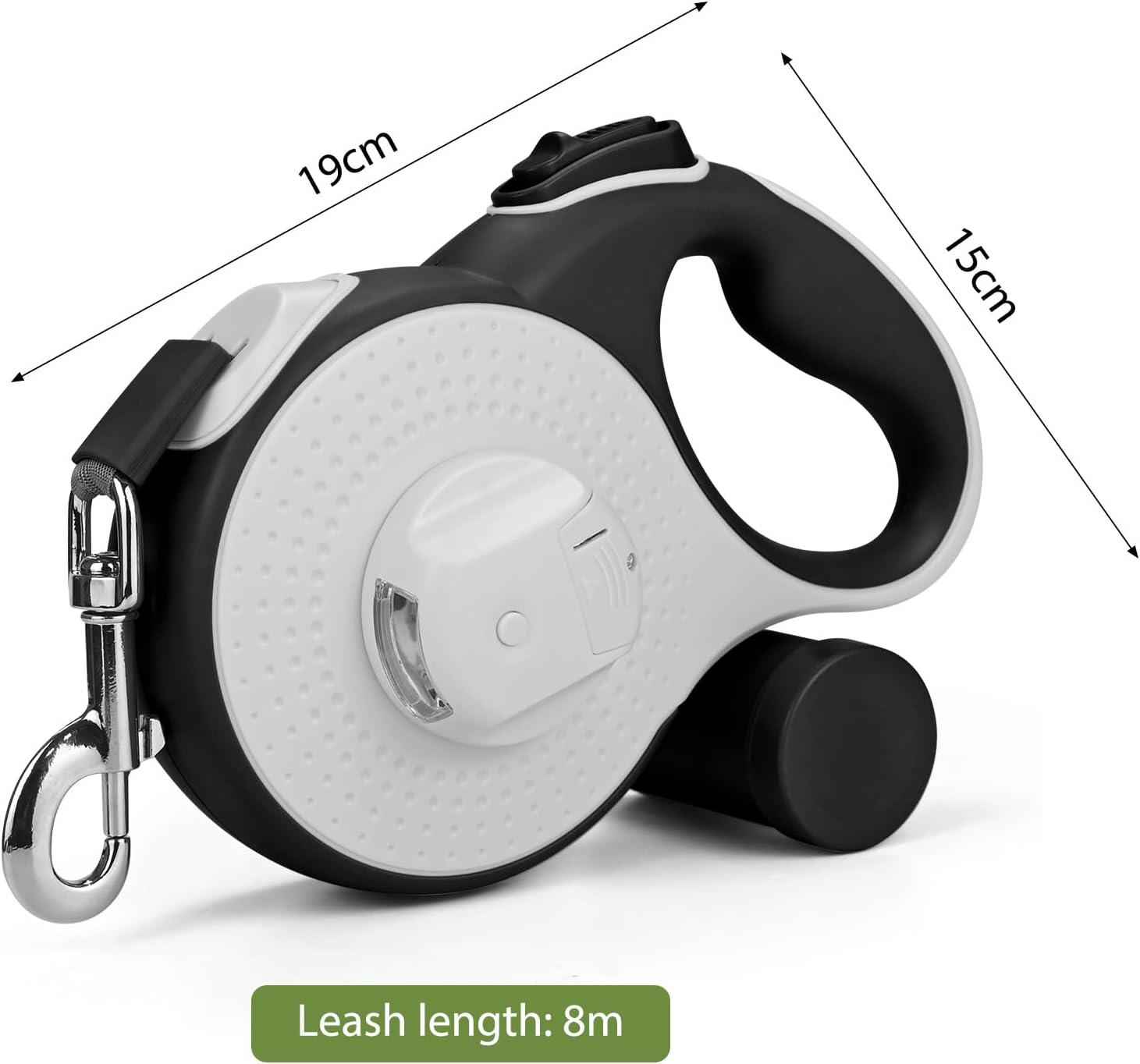 8 m Hundeleine mit LED Licht, Kotbeutelhalter, Schnellstopp, Anti-Rutsch Griff