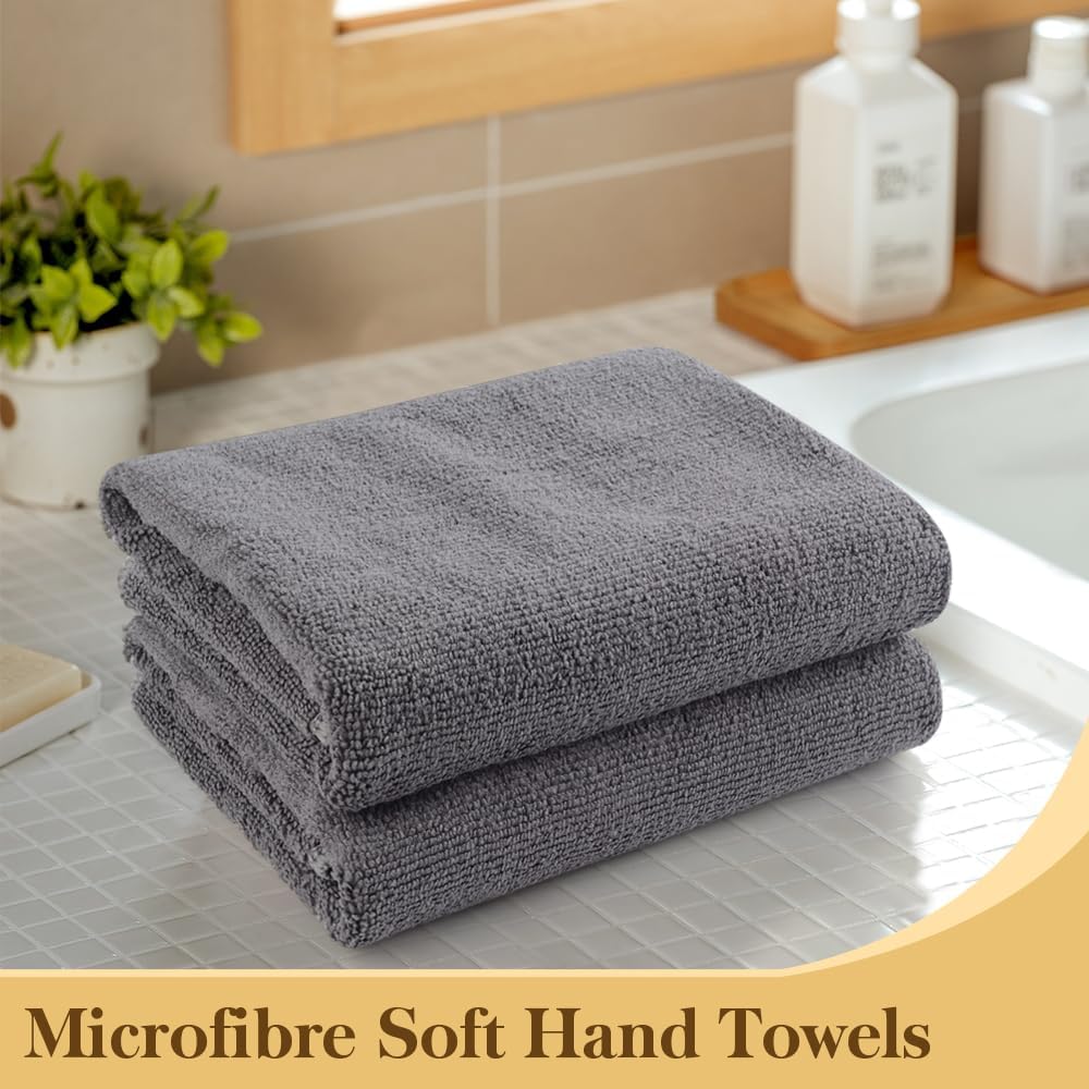 KinHwa Mikrofaser Handtuch 2er Pack 40x70 cm Grau hochsaugfaehig 70cm-100cm
