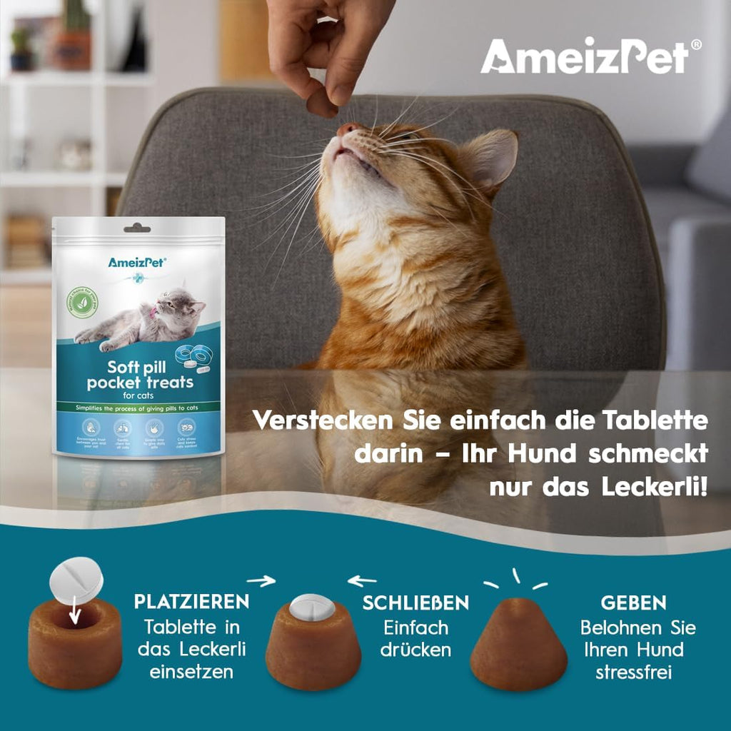 AmeizPet Pill Pockets Katze Tabletten-Leckerlis Medikamenten Snack 50g