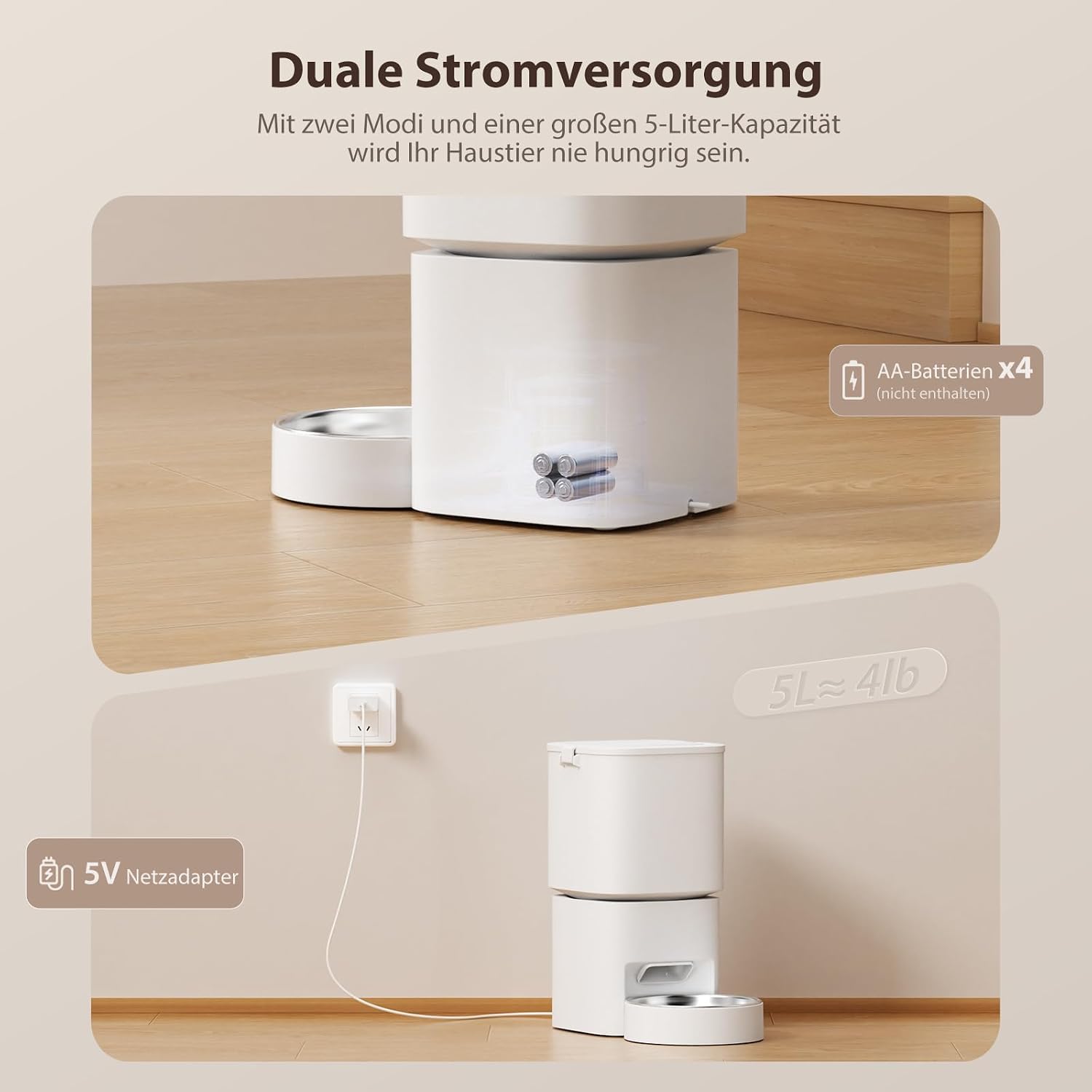 Smart Futterautomat Katze WLAN App Steuerung 1-10 Mahlzeiten Tag