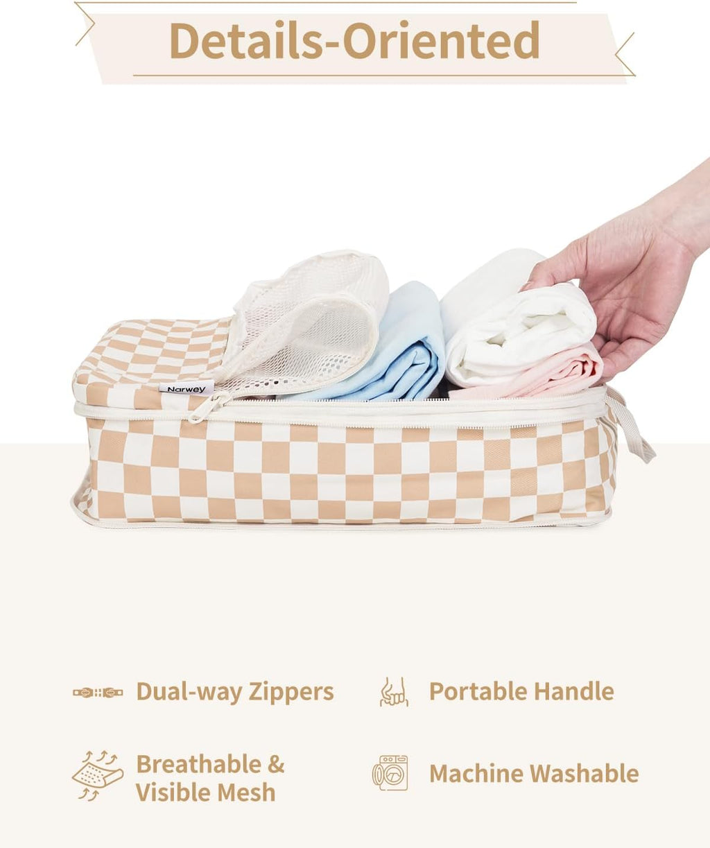 6-teiliges Packwuerfel Set Kompressions Organizer Koffer Reise Taschen