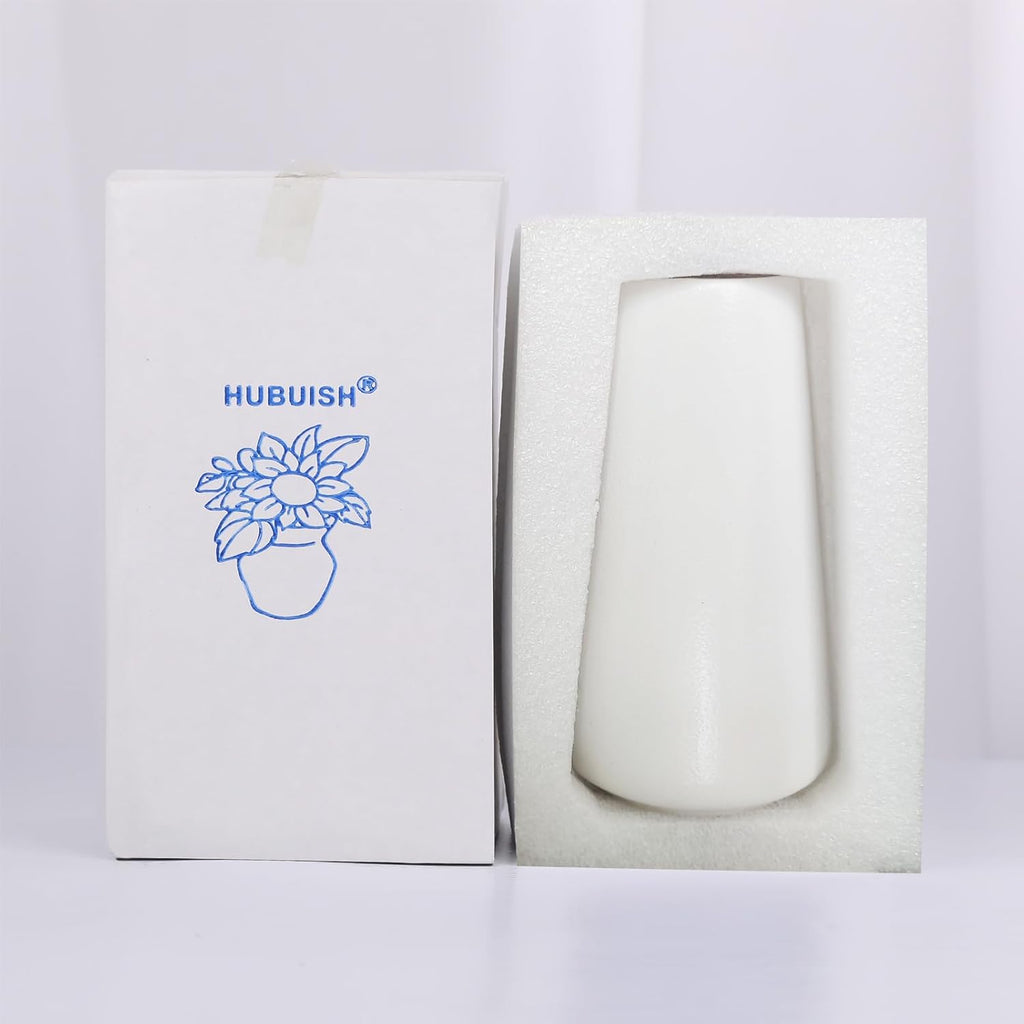 Keramikvase 15 cm Weiss - Minimalistische Blumen- und Pampasgrasvase