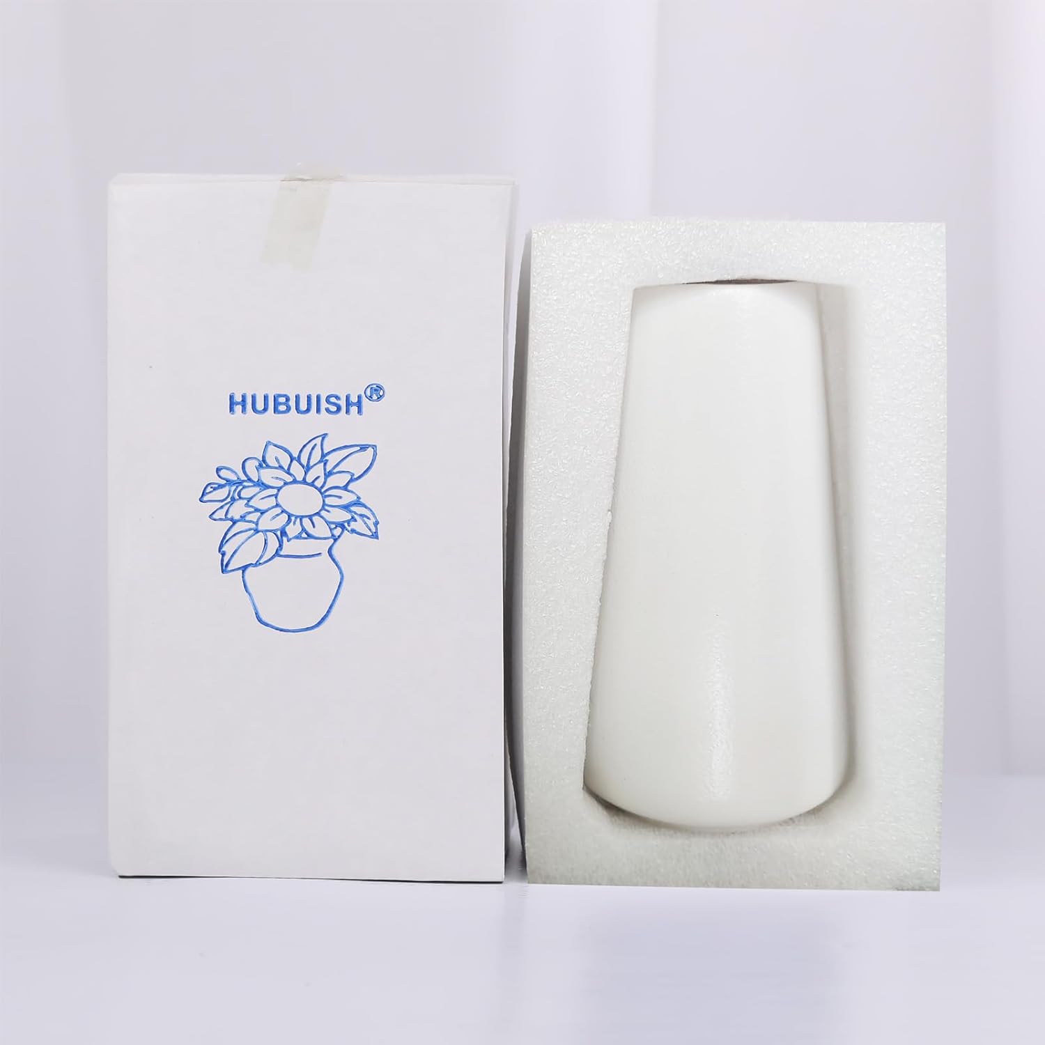Keramikvase 15 cm Weiss - Minimalistische Blumen- und Pampasgrasvase