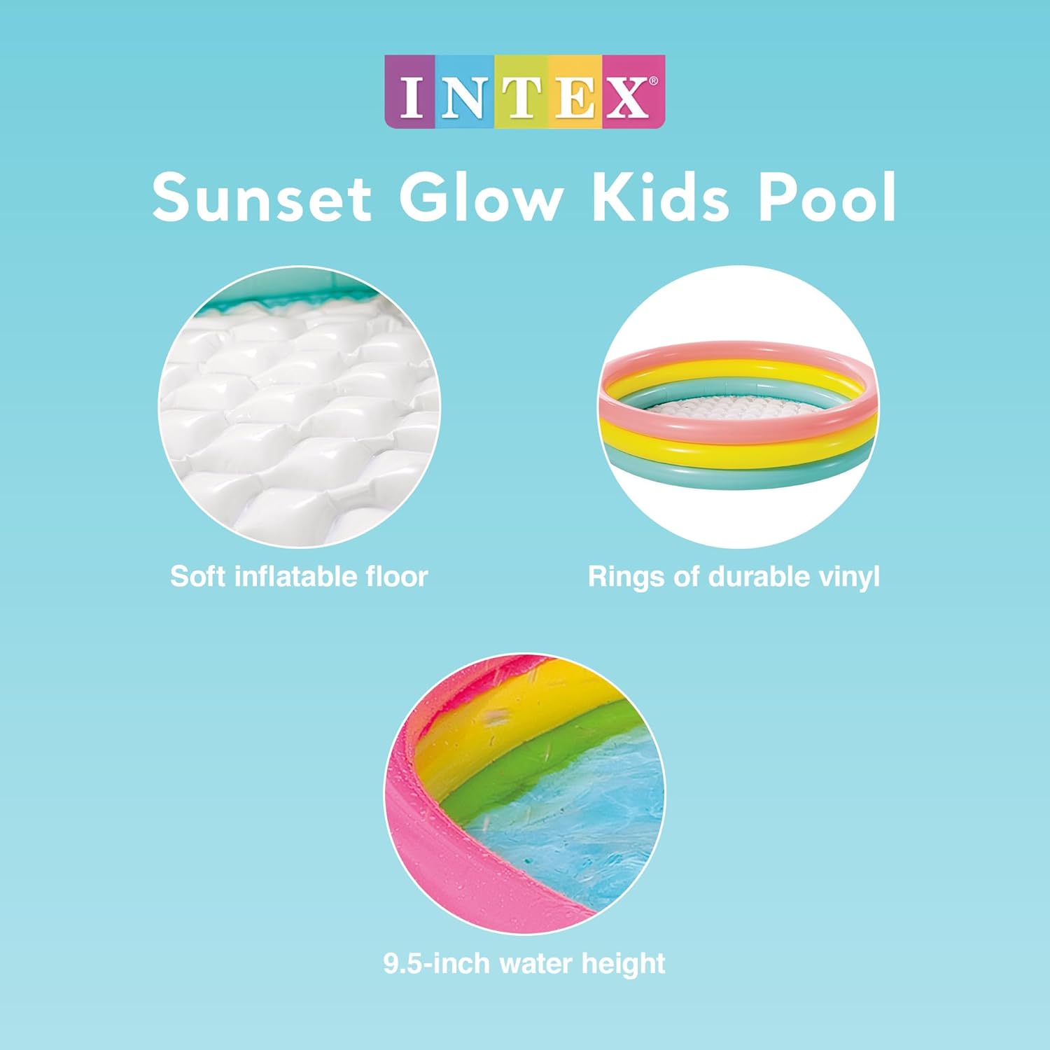 Intex Sunset Glow Pool aufblasbarer Kinderpool rund fuer Garten und Balkon