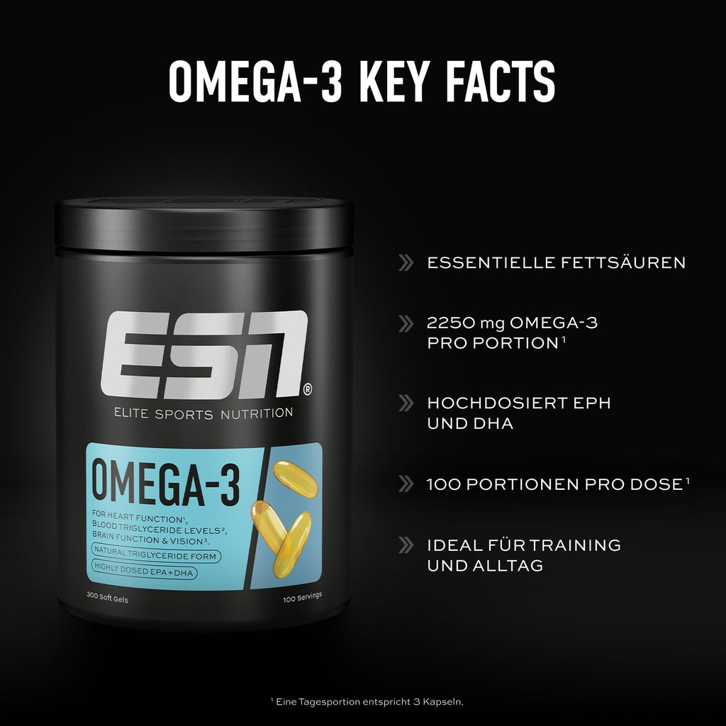 ESN Omega-3 Fischoel 60 - 300 Kapseln 1200 mg EPA 900 mg DHA Tagesdosis