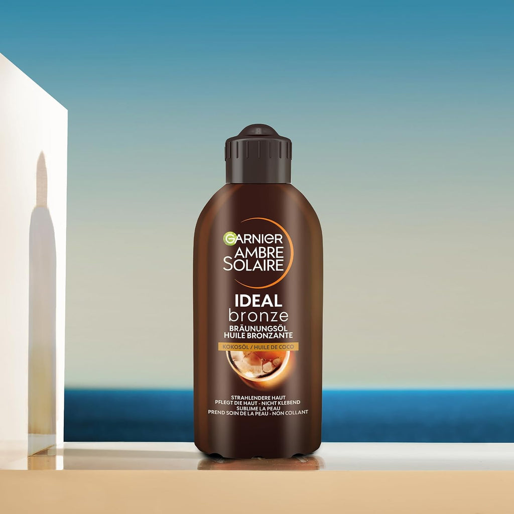 Garnier Ambre Solaire Ideal Bronze Braeunungsoel 200ml Kokosduft fuer dunkle Haut