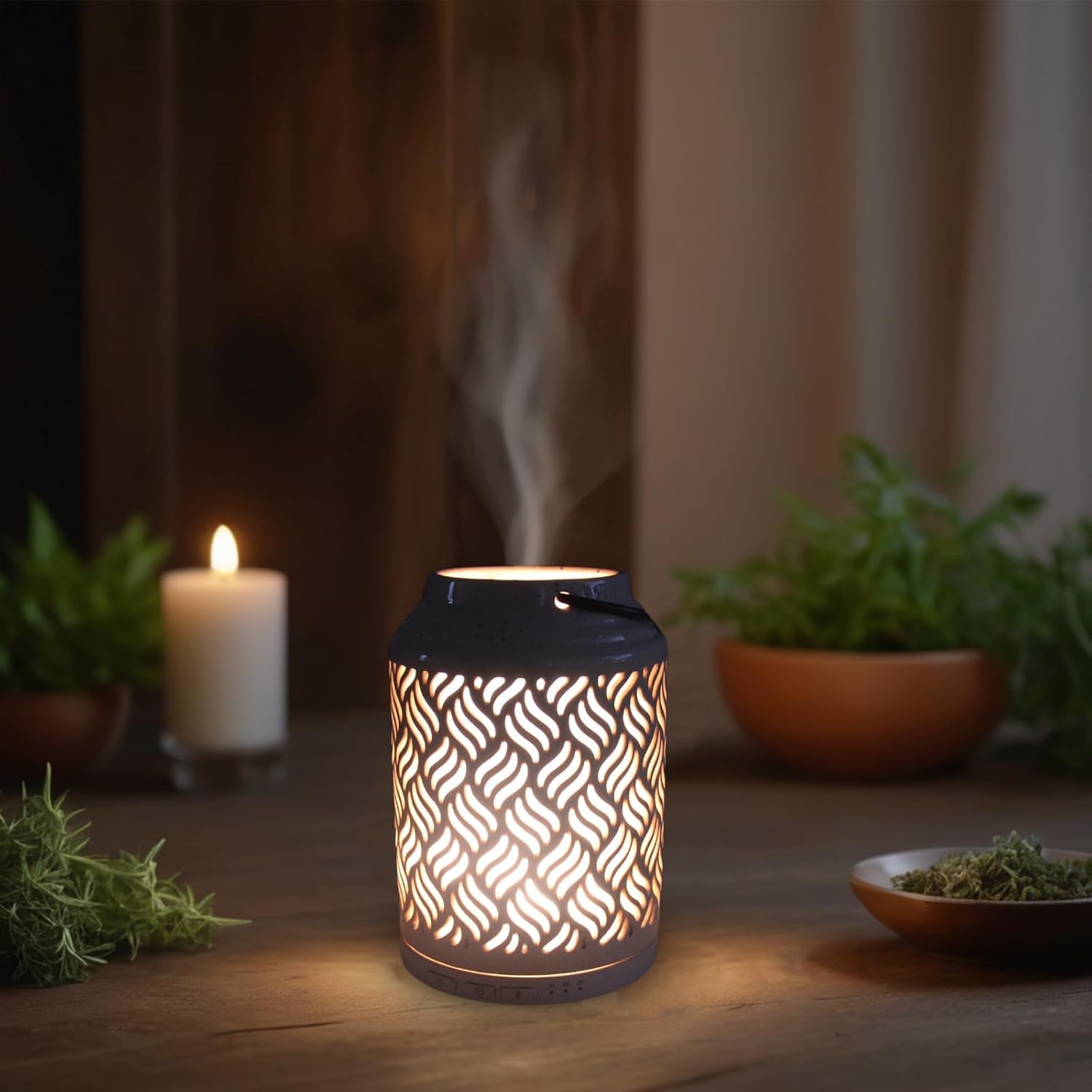 Zen Arôme WLAN Aroma Diffuser Holz Keramik kompatibel mit Alexa Google Home