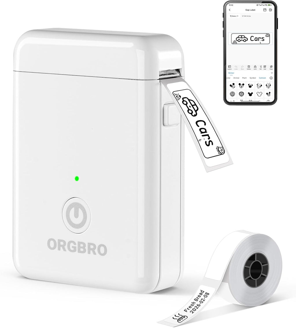 ORGBRO X1 Etikettendrucker Bluetooth Thermodrucker tragbar fuer iOS Android