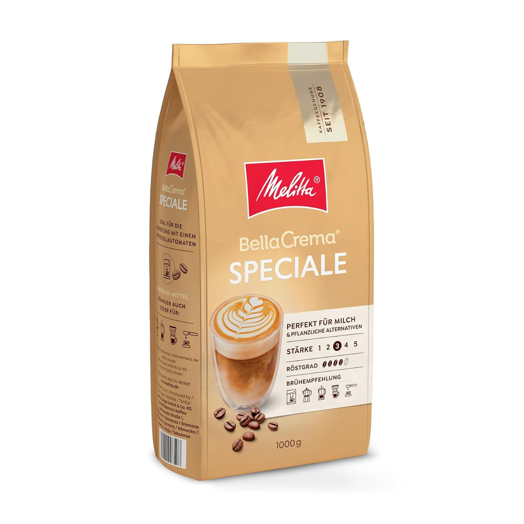 Melitta BellaCrema Speciale Kaffeebohnen mittlere Roestung Staerke 3 verschied