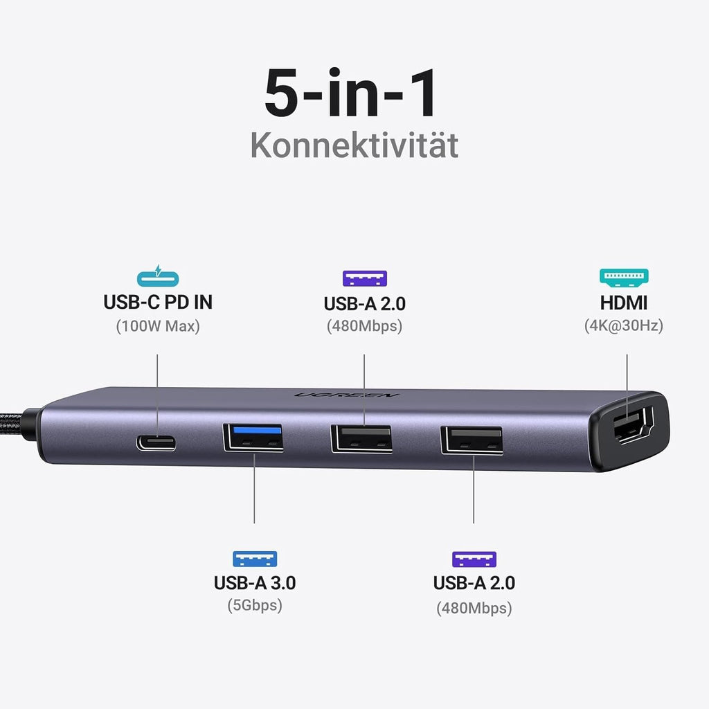 UGREEN RevoDock 105 USB-C Hub mit HDMI 4K, PD 100W, Multiport Adapter