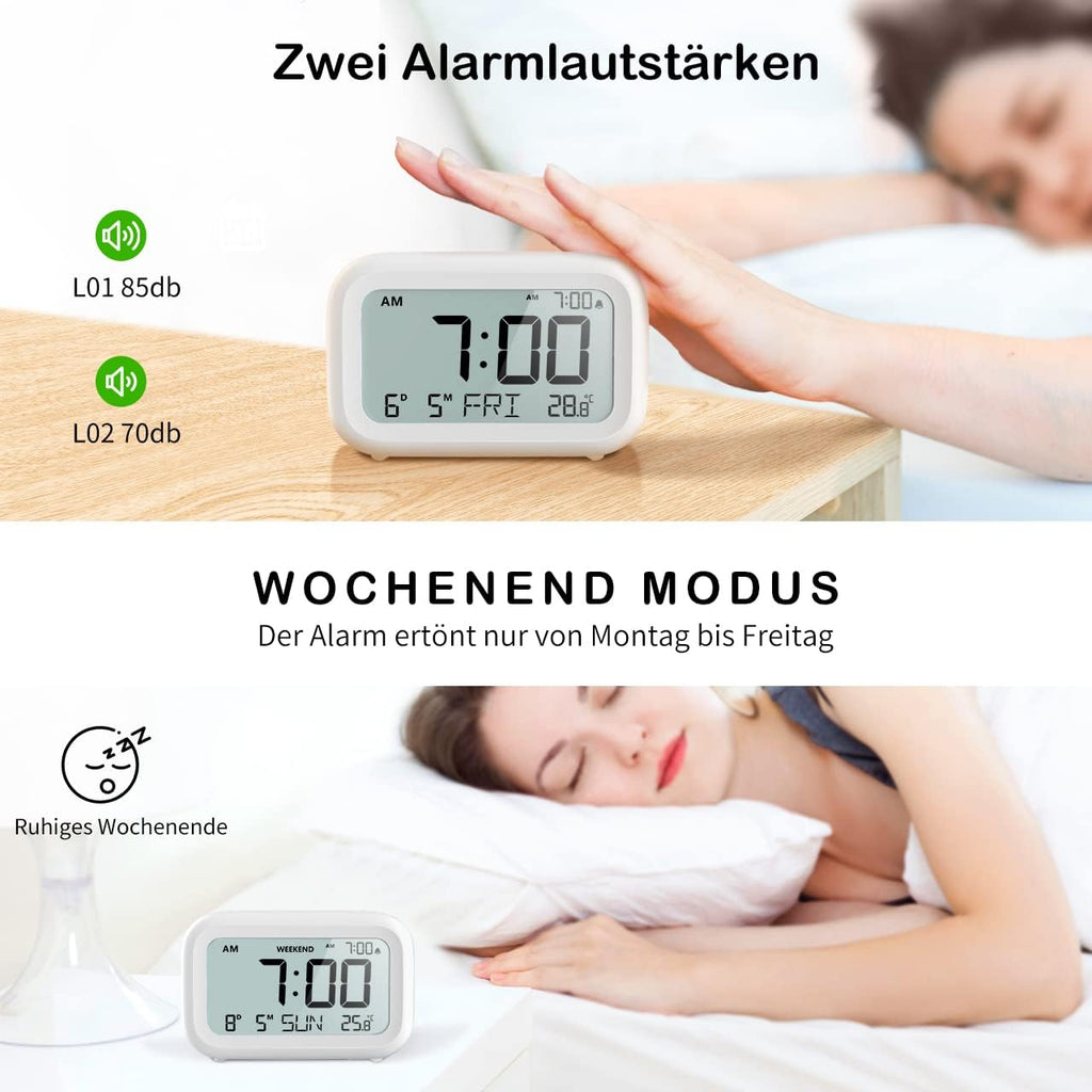 DOOMAY Digitaler Wecker LCD mit Snooze Wochenendmodus Batterie Nachttisch