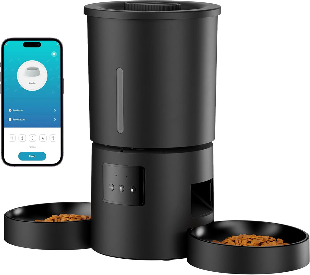 AONBOY Futterautomat 2 Naepfe mit WiFi Timer App Automatischer Futterspei