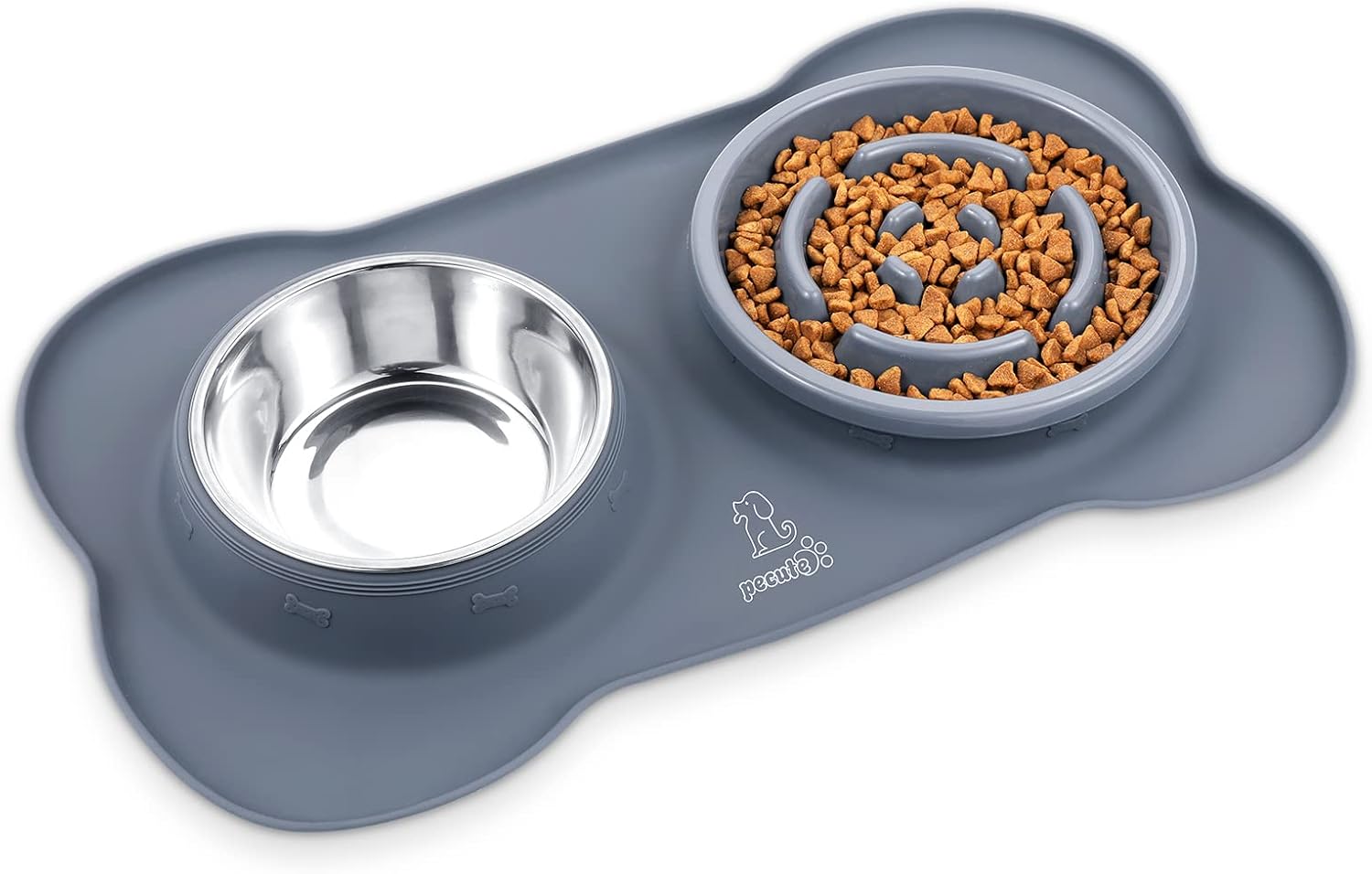 Pecute Futternapf Edelstahl 3-in-1 mit rutschfester Silikonmatte S-L