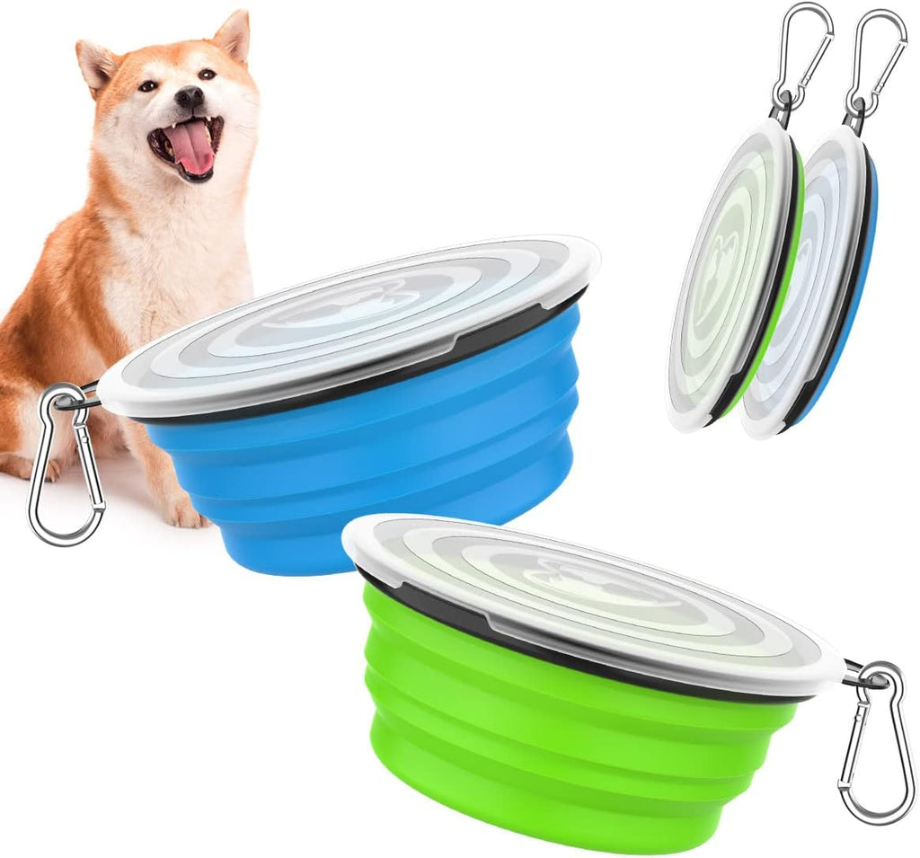 Pawaboo faltbarer Silikon Hundenapf mit Deckel Karabiner Tuerkis/Lil