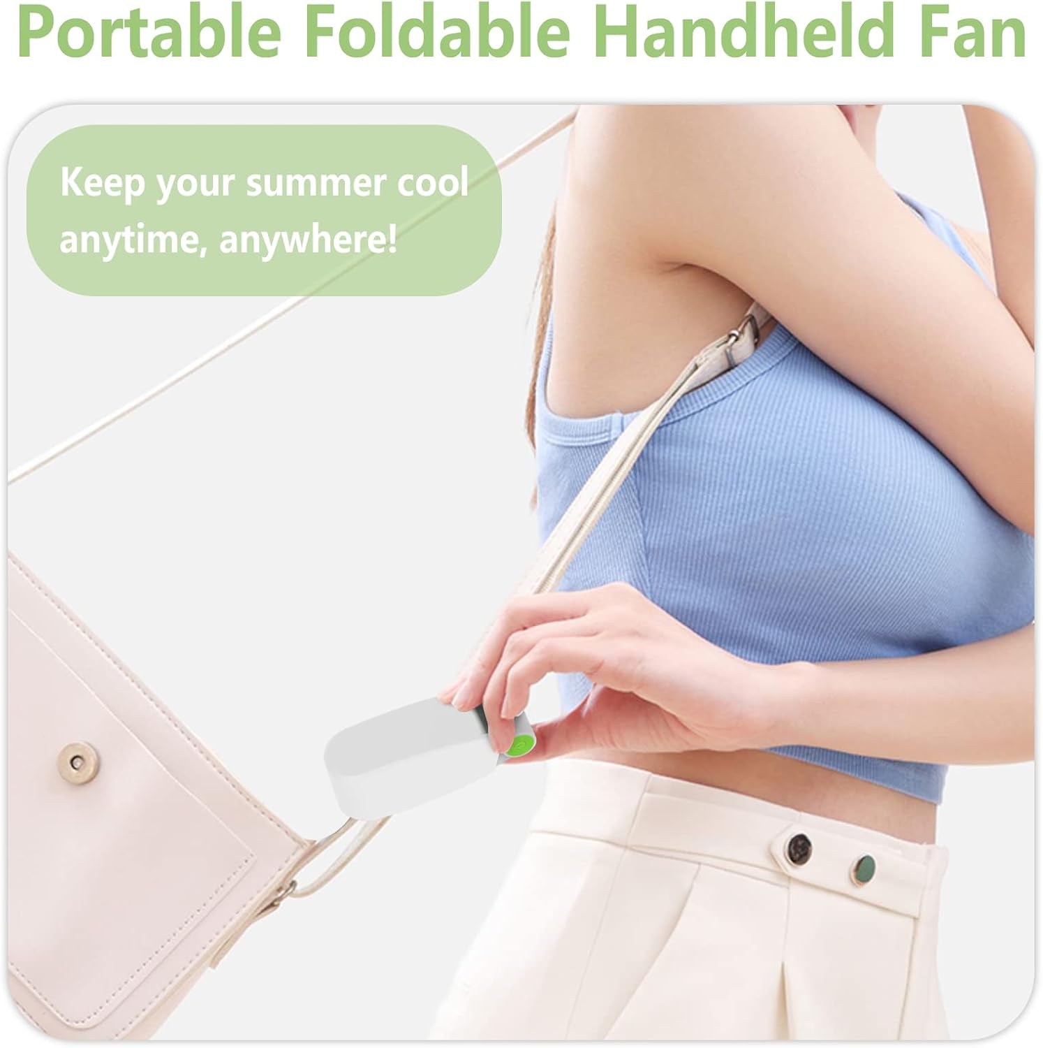Hianjoo USB Mini Handventilator wiederaufladbar faltbar Standfunktion gruen 2 Ges