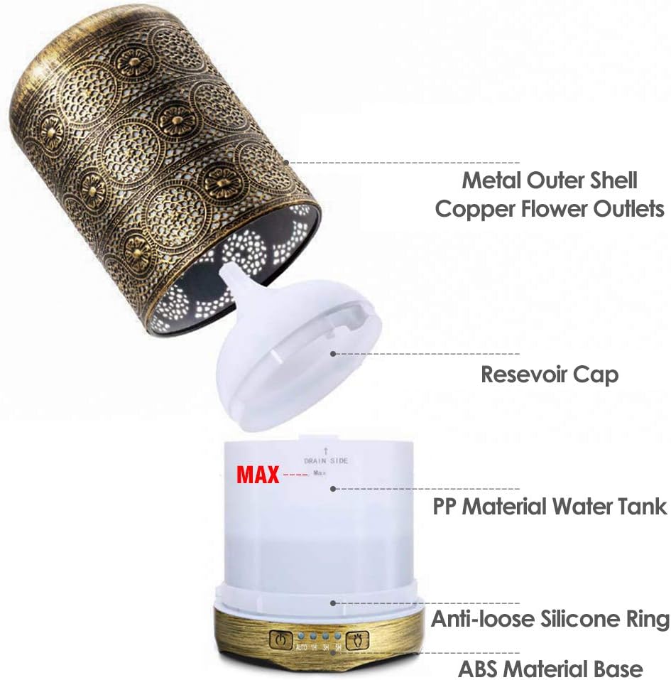 SALKING Aroma Diffuser Metall Duftdiffusor LED Gold