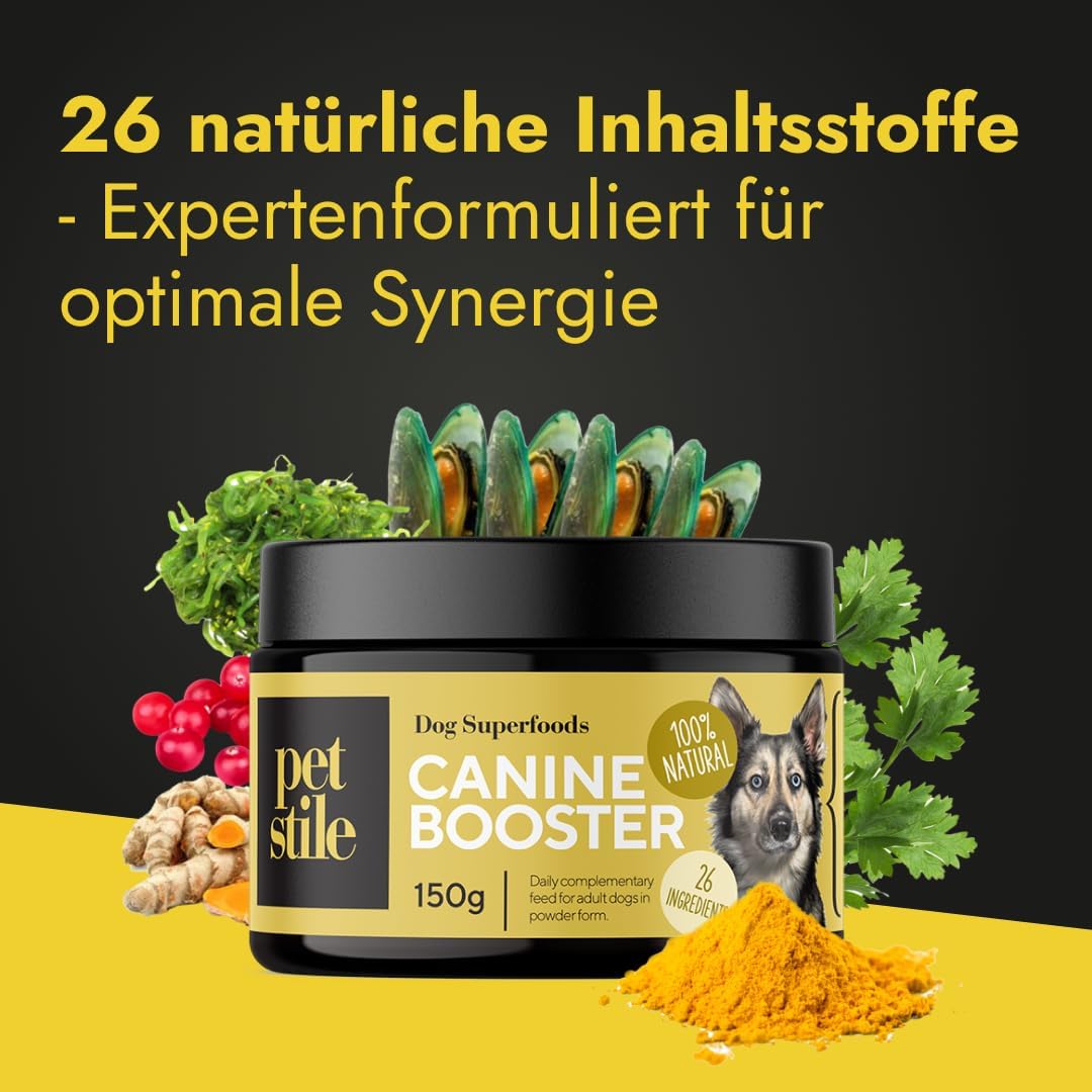 Canine Booster Pulver mit Gruenlippmuschel-Extrakt und 26 Wirkstoffen