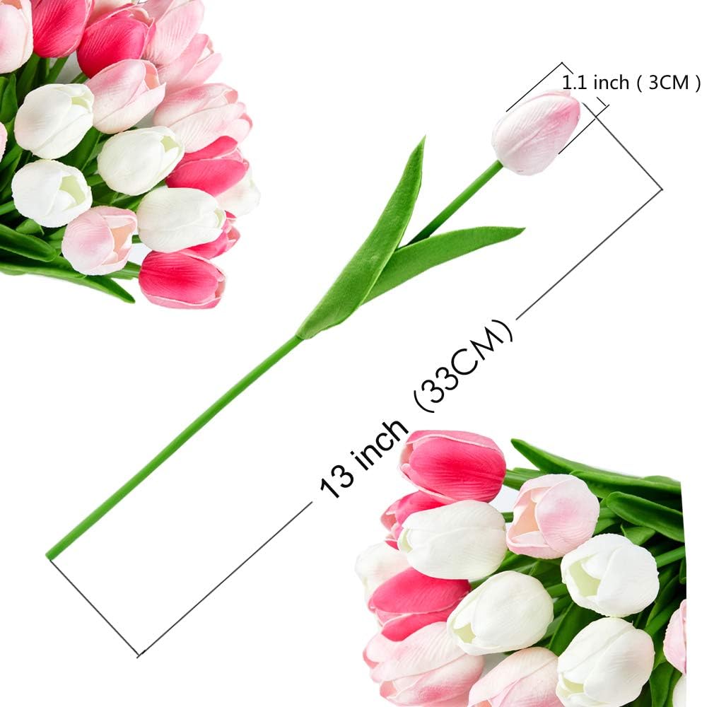 Kuenstliche Tulpen Real Touch 24 Stueck bunt Kunstblumen Strauss