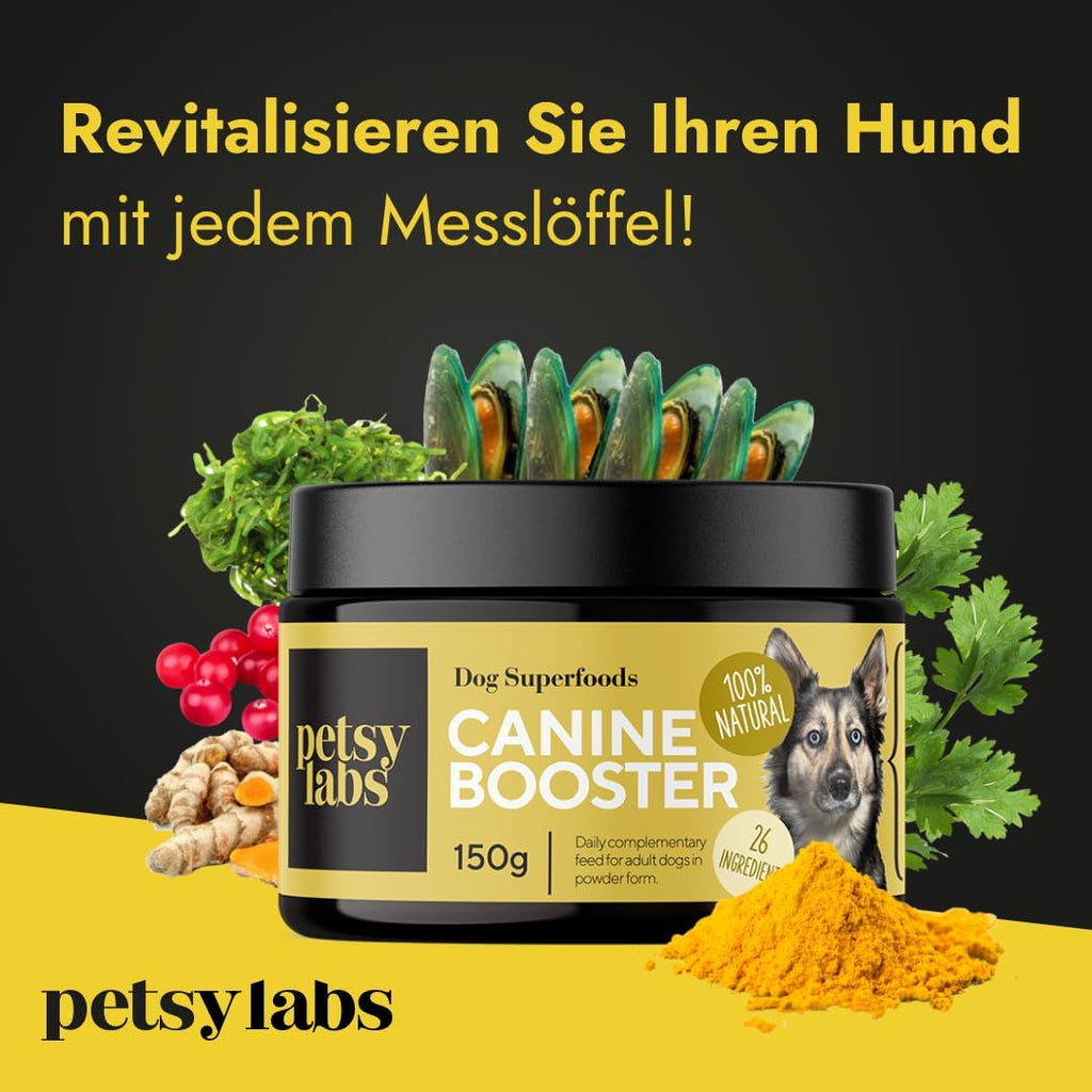 Canine Booster Pulver mit Gruenlippmuschel-Extrakt und 26 Wirkstoffen