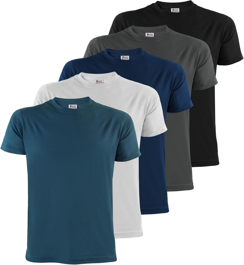 ALPIDEX Herren T-Shirt 5er Set Rundhals 100% Baumwolle einfarbig S-5XL