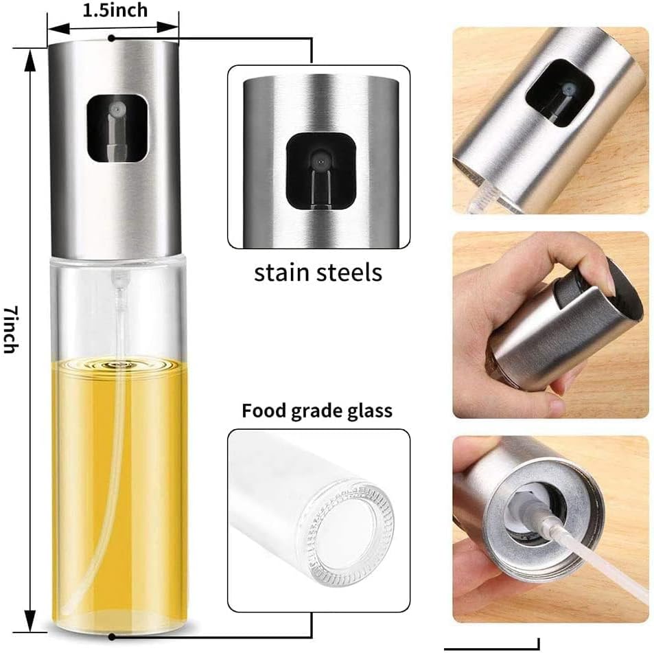 2er Set Glas Spruehflaschen fuer Oel und Essig Kueche BBQ