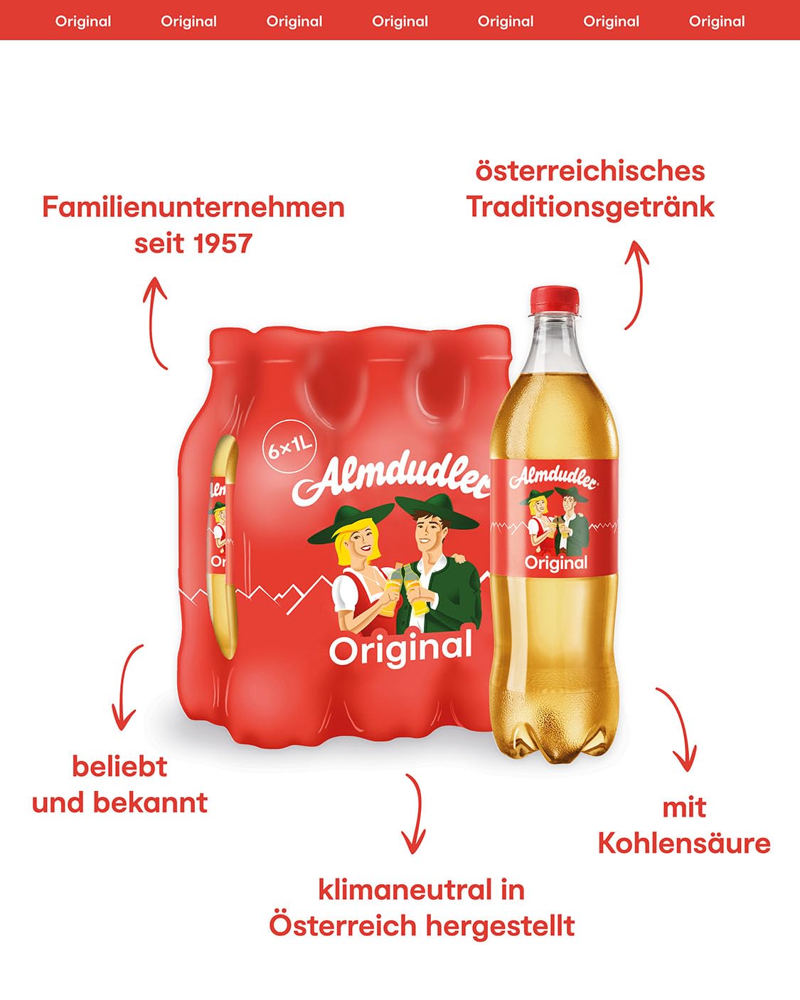 Almdudler zuckerfrei Alpenkraeuter Limonade 6 x, verschiedene Sorten