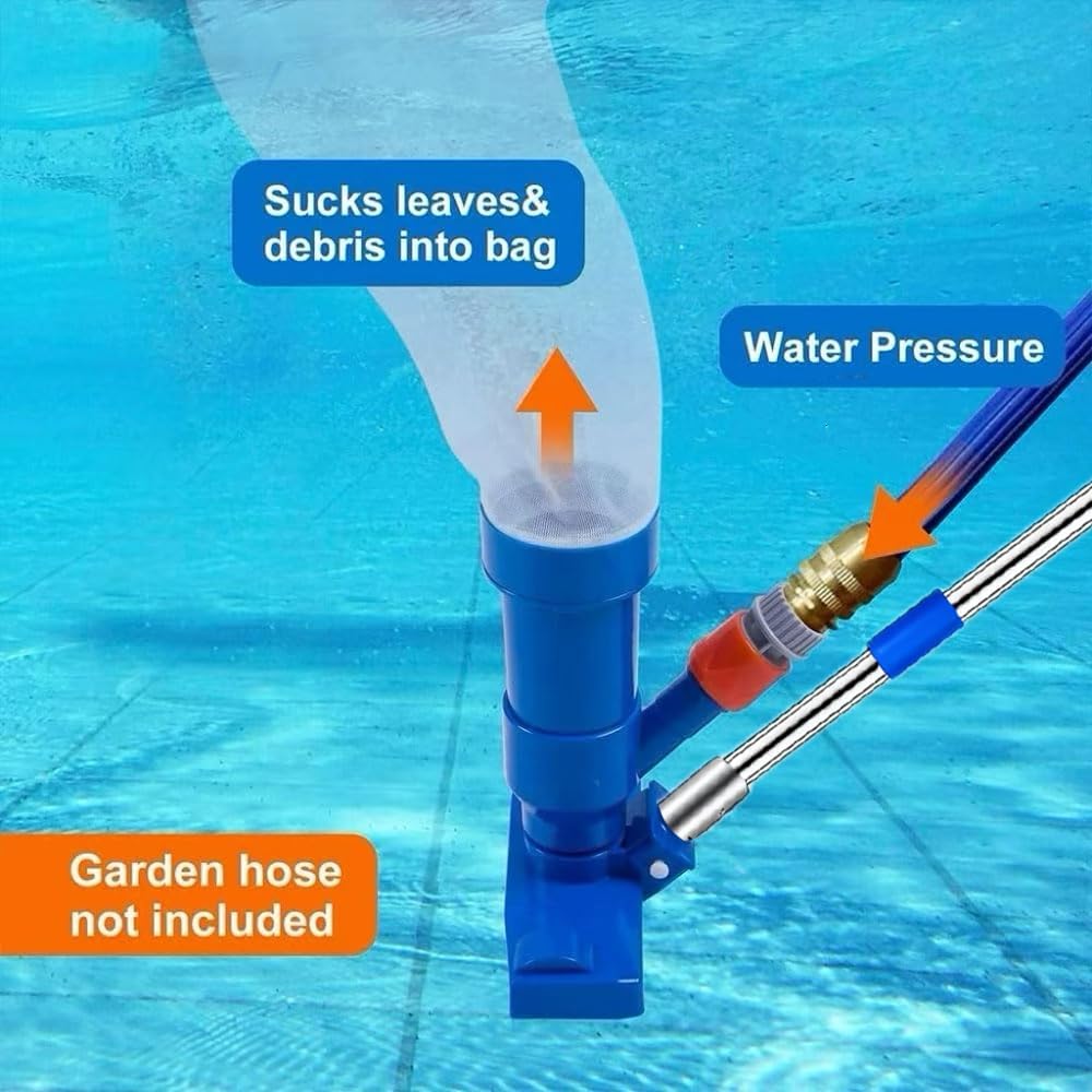 Poolsauger Bodensauger mit 180 cm Teleskopstange, Laubsack, Buerste