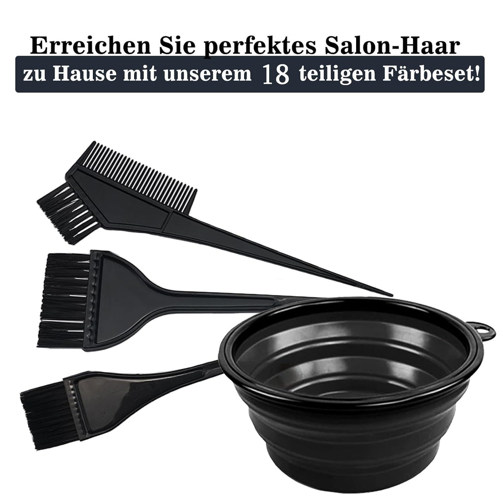 NEPAK Haarfaerbepinsel Set 24-teilig mit Schale und verschiedenen Pinseln